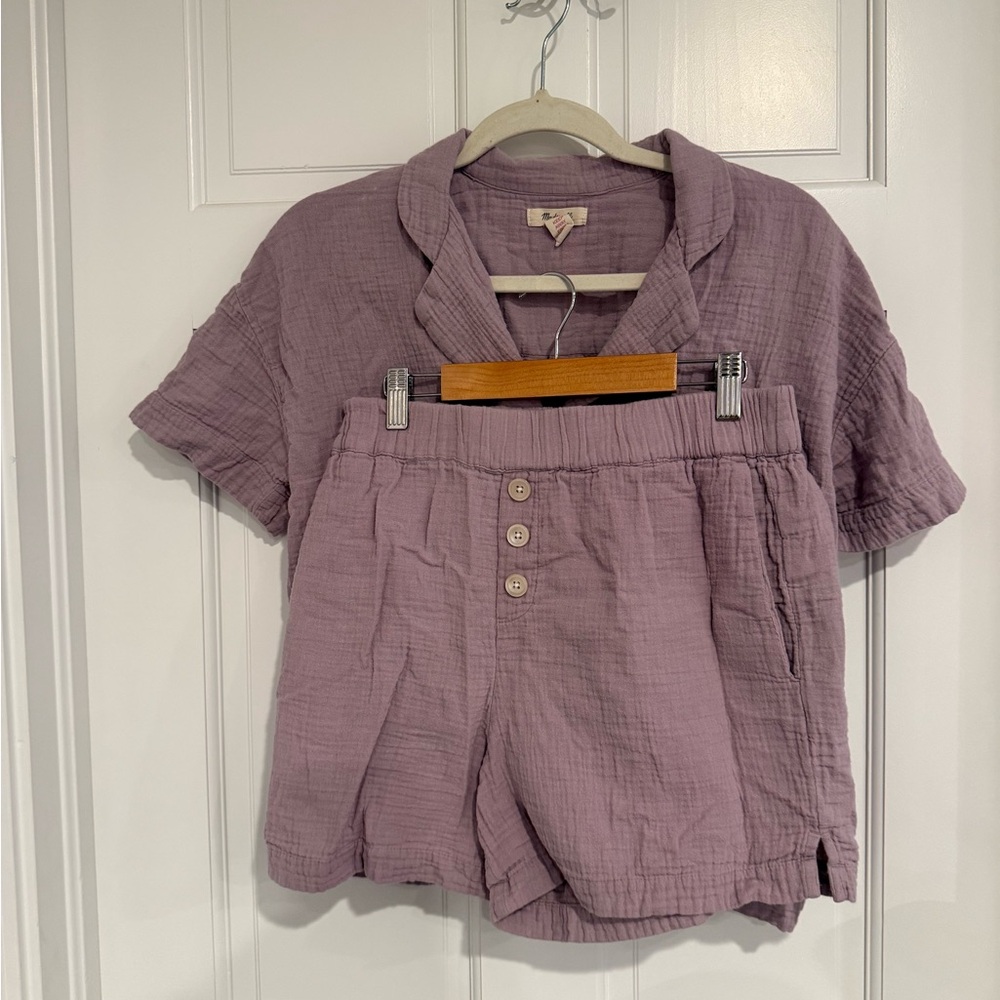 Madewell Mauve Button Down Shirt and Shorts Set